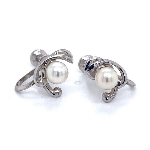 Mikimoto Estate Akoya Pearl Clip On Earrings Sterling Silver 6mm 3.53 Grams M173 - Picture 4 of 15